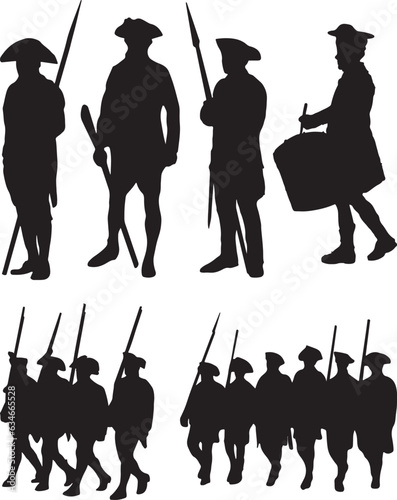 American Revolution Soldiers Silhouette Vector Pack