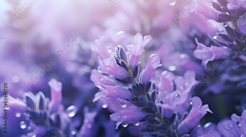 flower lavender background, summer, bright summer fresh flowers with water drops, in blur, fog, flower background for phone, AI generated