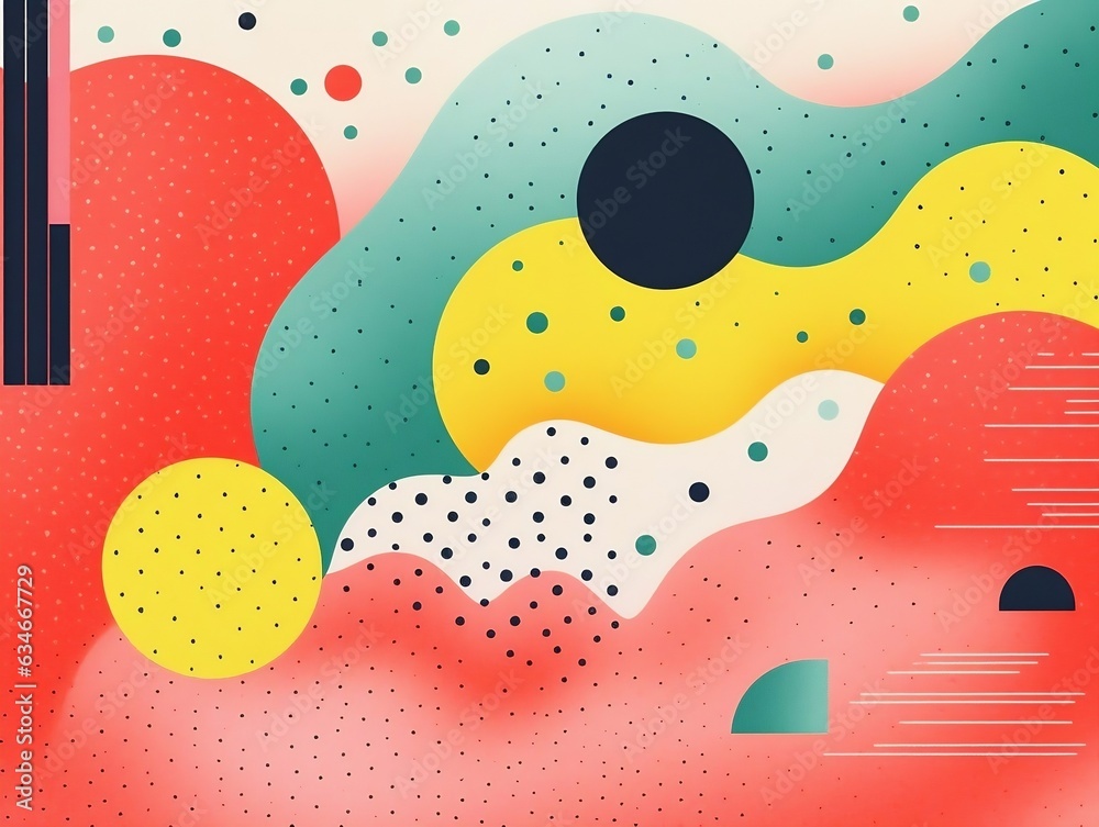 An abstract bright colorful background in risograph style. Generative AI