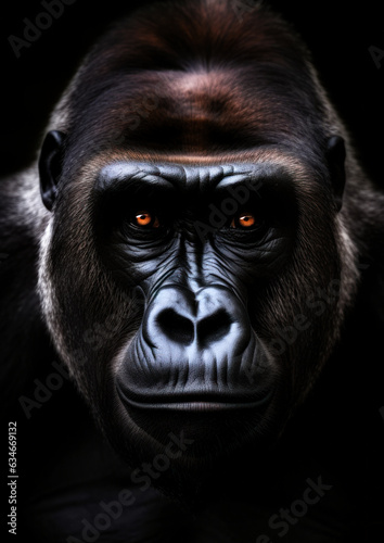 Animal portrait of a wild gorilla on a dark background conceptual for frame © gnpackz