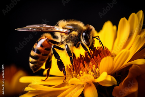 bee collecting nectar from flower. 