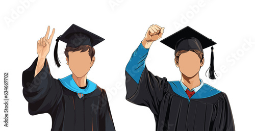 Vector happy students celebrating graduation from college happy graduate student concept vector