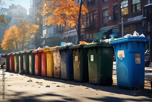 garbage containers standing on city streets.   © xartproduction