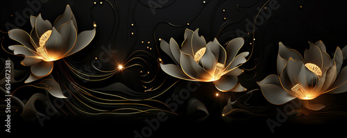 luxury golden lotus wallpaper design. 
