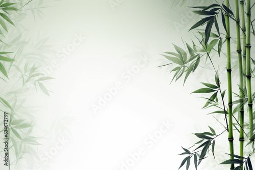 stems and leaves of ripe bamboo on a light green background. © xartproduction