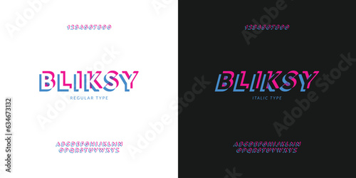 Pop simple blue and pink alphabet font effect for logo, branding, etc