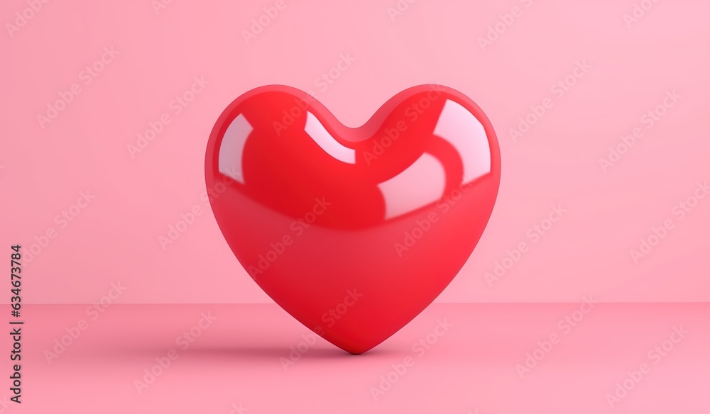 3d red heart love symbol on pink background for Valentines Day and Mothers Day, wedding invitations app icons, emoticons design Generative AI