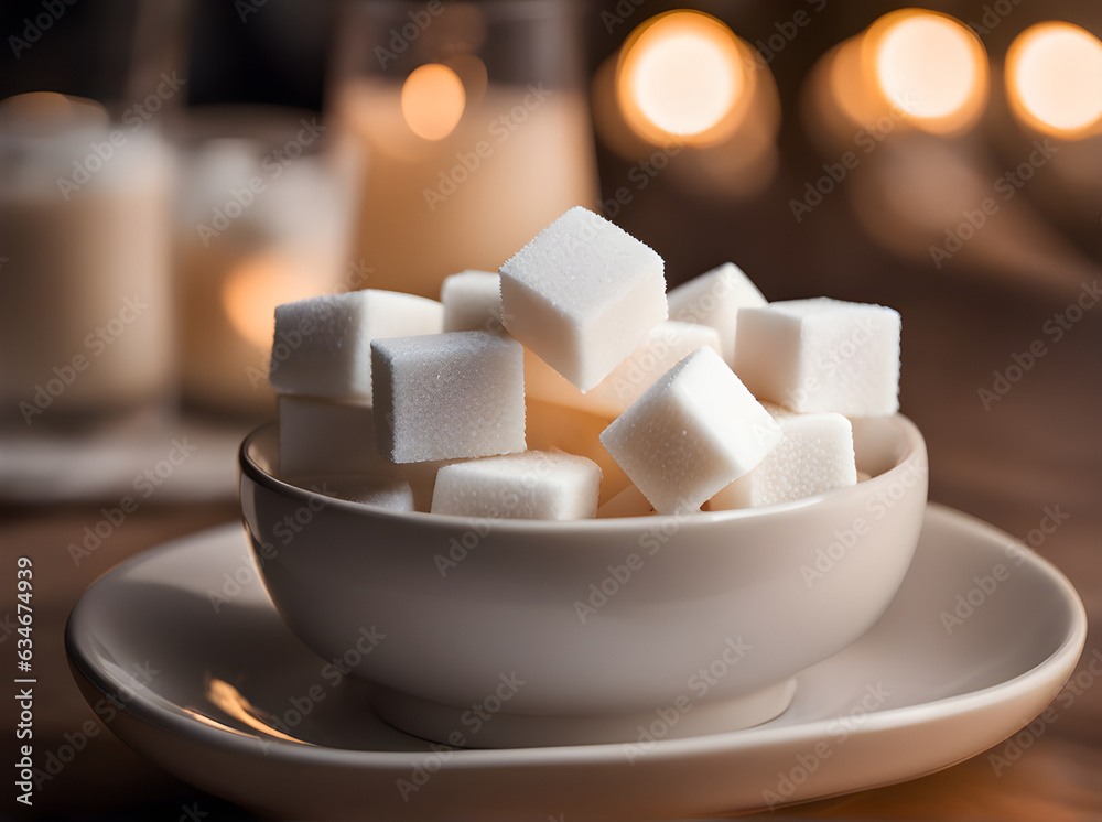 Realistic sugar cubes neutral palette warm lighting. Realistic sugar cubes neutral palette warm lighting.