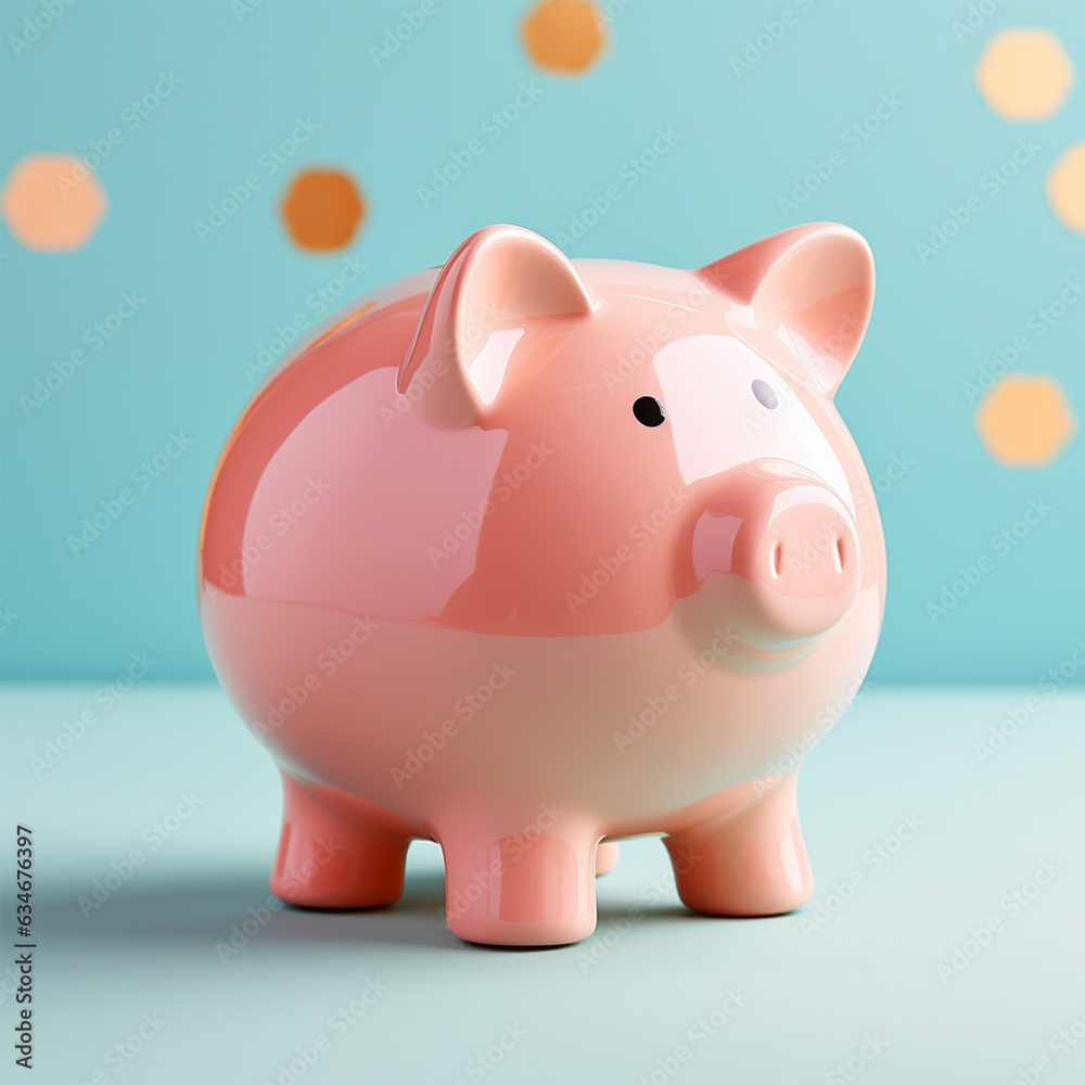 Cute piggy bank on color background, made by ai