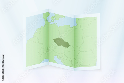 Czech Republic map, folded paper with Czech Republic map.