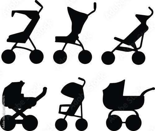 Baby Strollers Vector Silhouette Pack