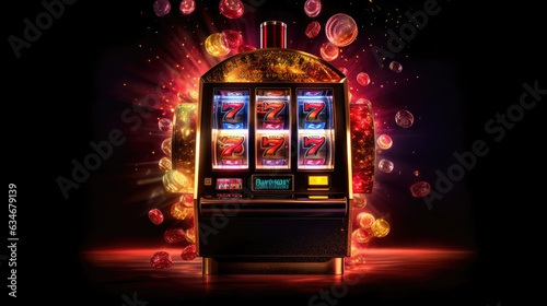 The slot machine hits the jackpot, with gold coins splattering