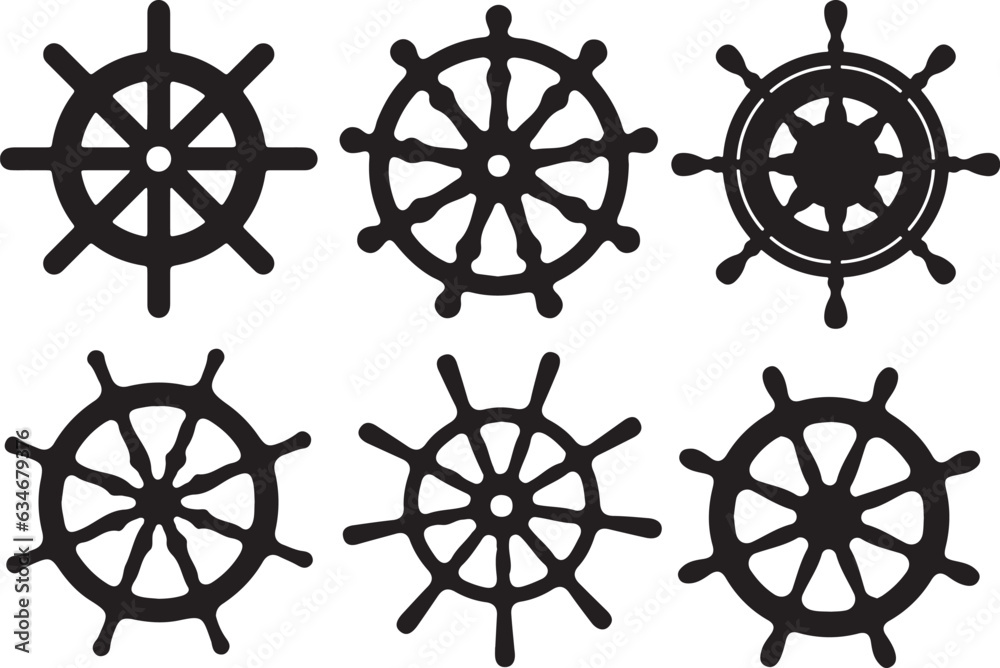 Boat Ship Wheel Silhouette Vector Pack Boat Ship Wheel Silhouette Vector Pack