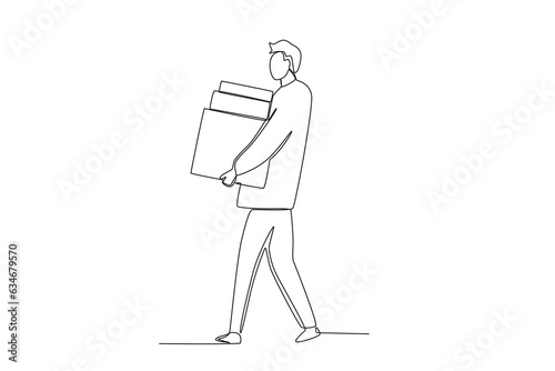 Draw one continuous line of a male shopper with the item he bought
