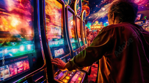 The slot machine hits the jackpot, with gold coins splattering