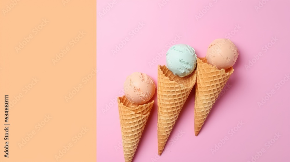 Colorfull ice cream on minimal background Colorfull ice cream on minimal background