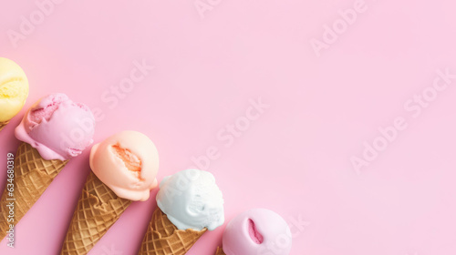 Colorfull ice cream on minimal background