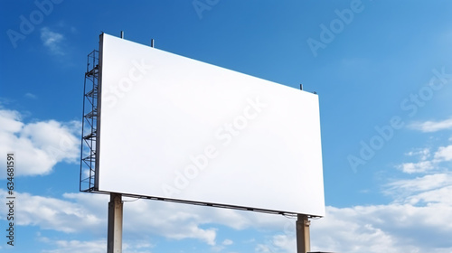 Template of Outdoor billboard on blue sky background. Mock up for custom design.