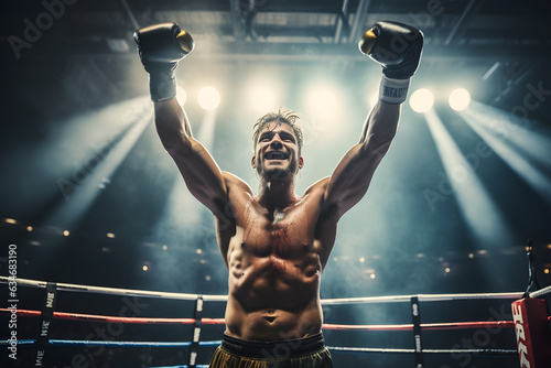 Champion's Euphoria: Boxer's Joyous Victory Moment ai generated art