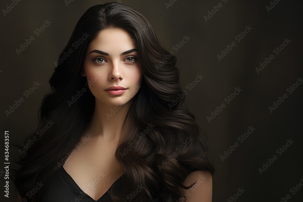 Stunning Woman with Dark Hair. A fictional character created by Generated AI