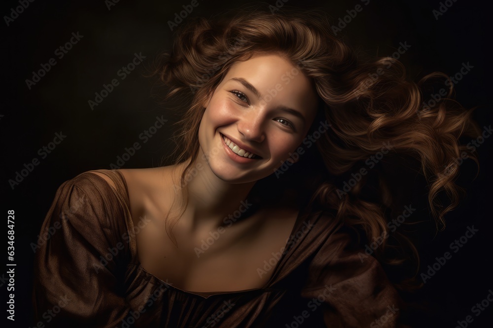 The Enchanting Portrait of a woman with a captivating smile. A fictional character created by Generated AI