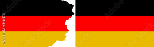 Germany flags vector. Standard flag and with torn edges