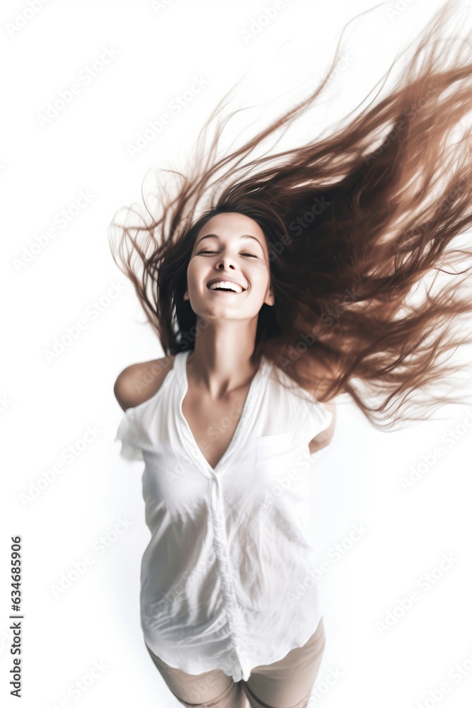 Free-spirited woman with long red hair dancing joyfully. A fictional character created by Generated AI Free-spirited woman with long red hair dancing joyfully. A fictional character created by Generated AI