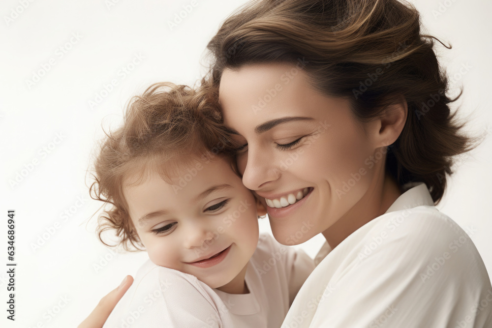A business woman's face lights up with a warm smile and looking affectionately at her child. They share a joyful moment, embodying harmony of professional success and matural love. A business woman's face lights up with a warm smile and looking affectionately at her child. They share a joyful moment, embodying harmony of professional success and matural love.