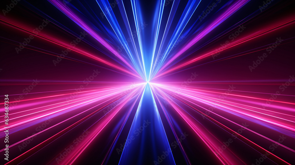 Radial rays and grids, 3D abstract geometric space, blue technology theme background Radial rays and grids, 3D abstract geometric space, blue technology theme background