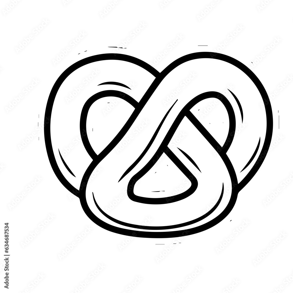 Pretzel in simple doodle style. Vector illustration