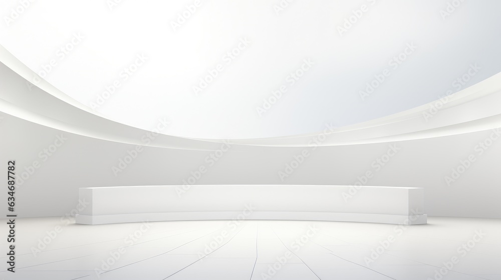 Ultra Wide White Podium Background. - obrazy, fototapety, plakaty 