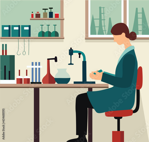 Laboratory worker making tests, vector illustration © Free_styler