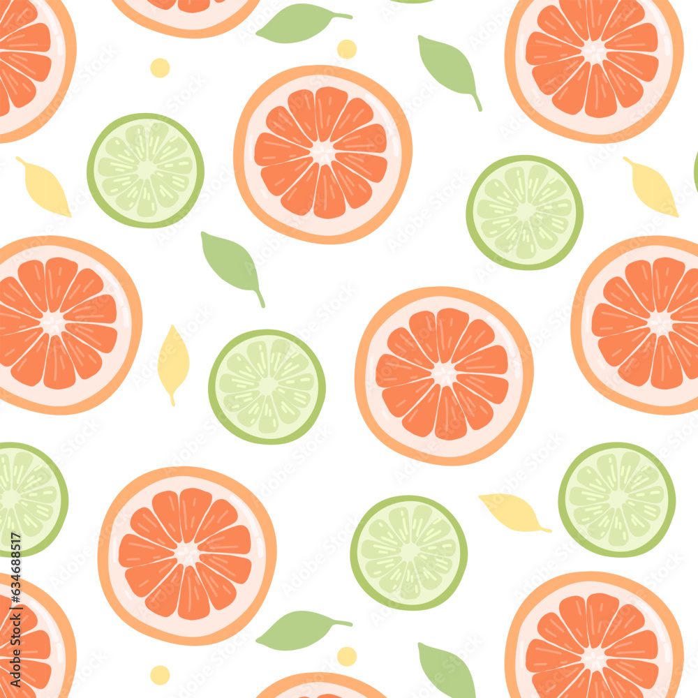 grapefruit and lime seamless pattern. Citrus pattern for fabrics, packaging, wallpapers