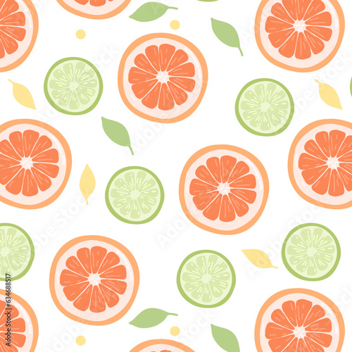 grapefruit and lime seamless pattern. Citrus pattern for fabrics, packaging, wallpapers