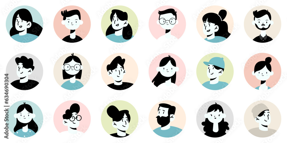 People user avatar collection. Set of people characters for social ...
