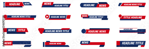 Breaking news headline bar collection. Set of news template bar