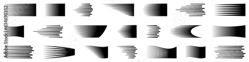 Speed line element collection. Black fast motion line element collection