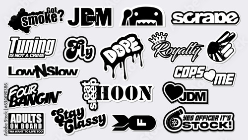 Funny car, truck bumper stickers set in vector format
 photo