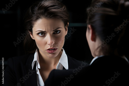 emotional angry business woman discuss with a colleague