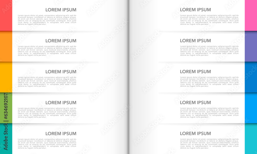 Fototapeta premium Book-style infographic with 10 colorful options. Vector illustration.