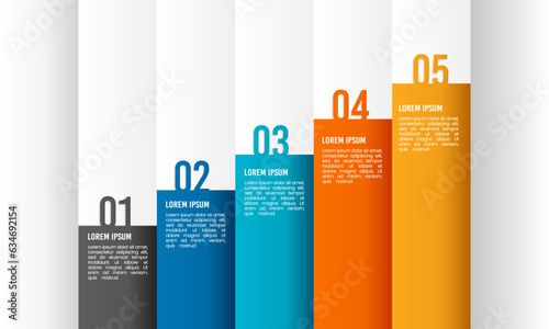 Infographic bar chart 5 steps business growth presentation. Vector illustration.