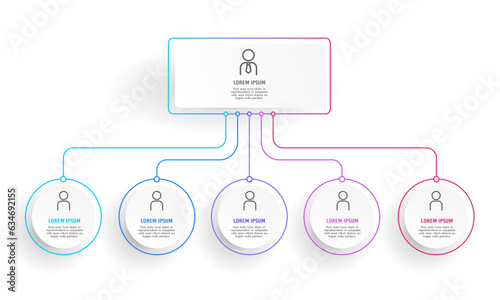 Presentation of business infographic organization chart template. Vector illustration.