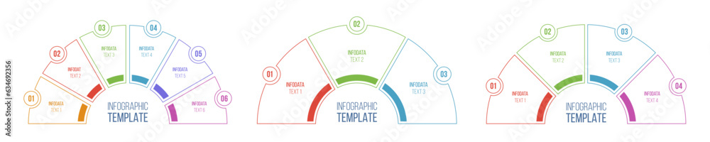Set of round infographic charts. Infographic design template with 3, 4 ...