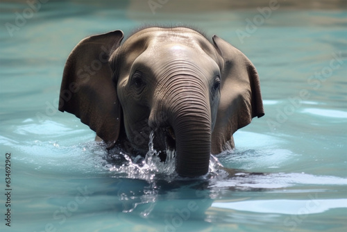 an elephant swimming in the pool