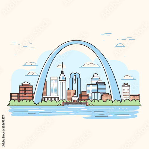 Gateway Arch. Gateway Arch hand-drawn comic illustration. Vector doodle style cartoon illustration