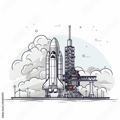 Kennedy Space Center. Kennedy Space Center hand-drawn comic illustration. Vector doodle style cartoon illustration