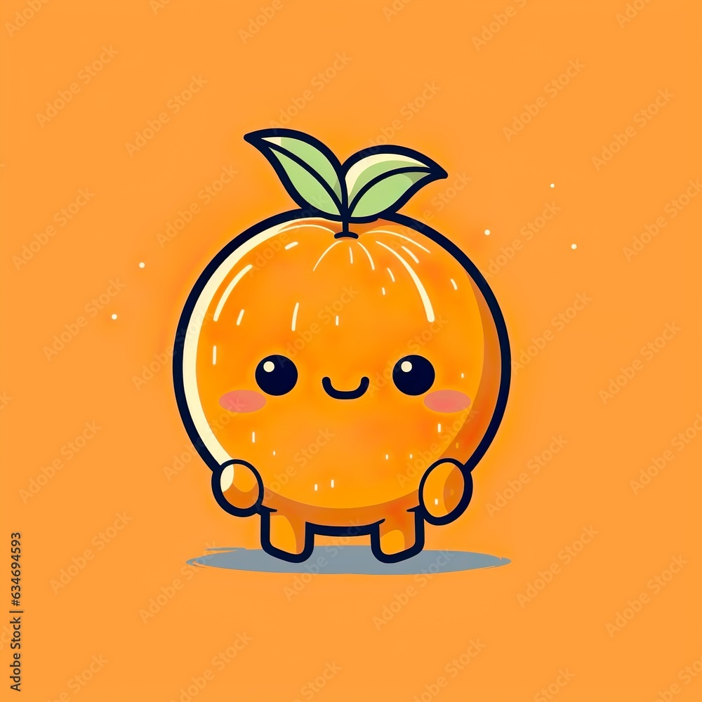 Fototapeta premium cute cartoon kawaii orange