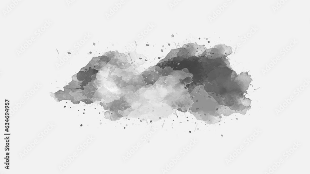 Abstract paint brush ink spreading on solid background