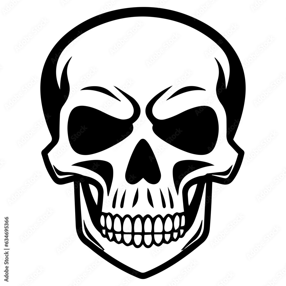 outline vector skull in black