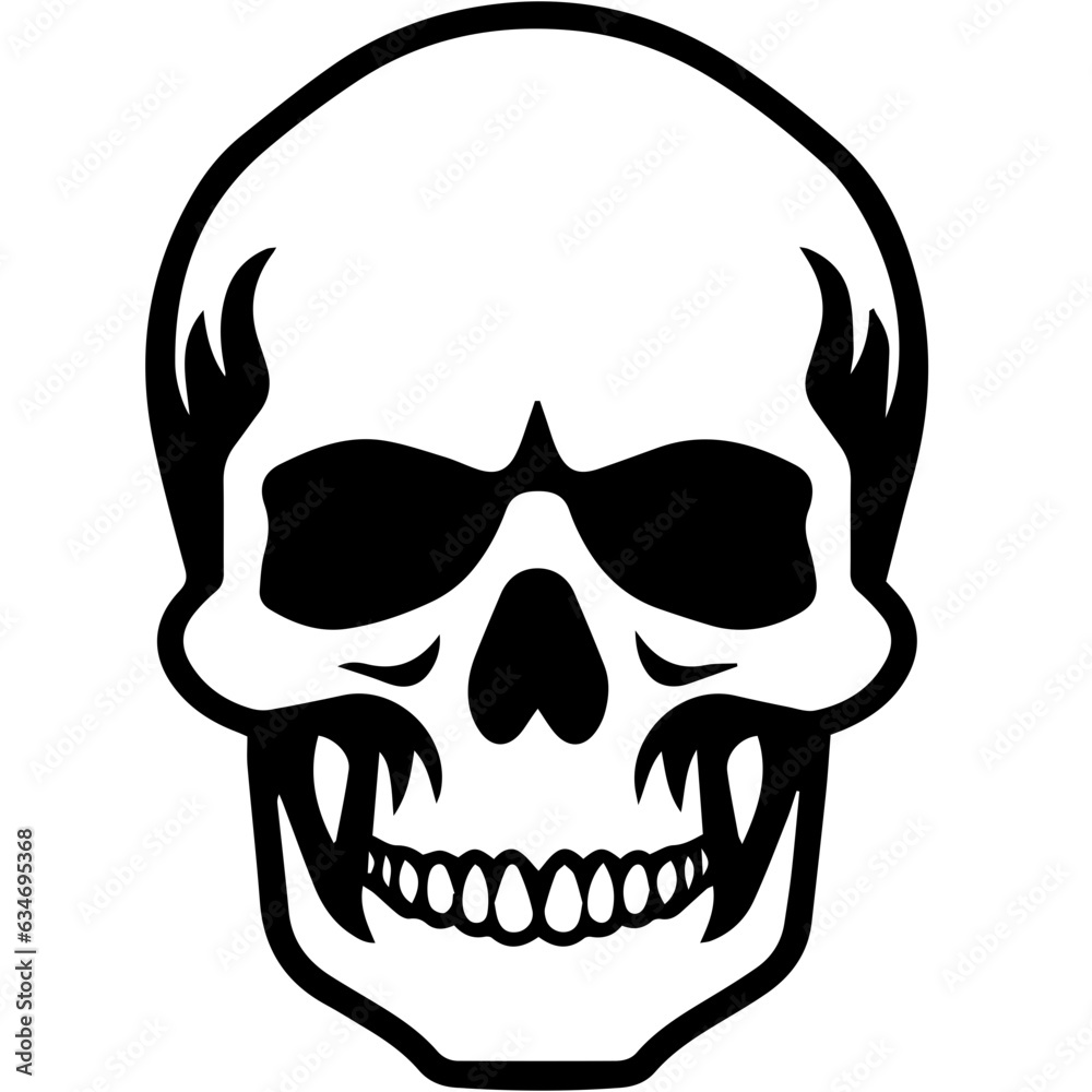 Fototapeta premium outline vector skull in black